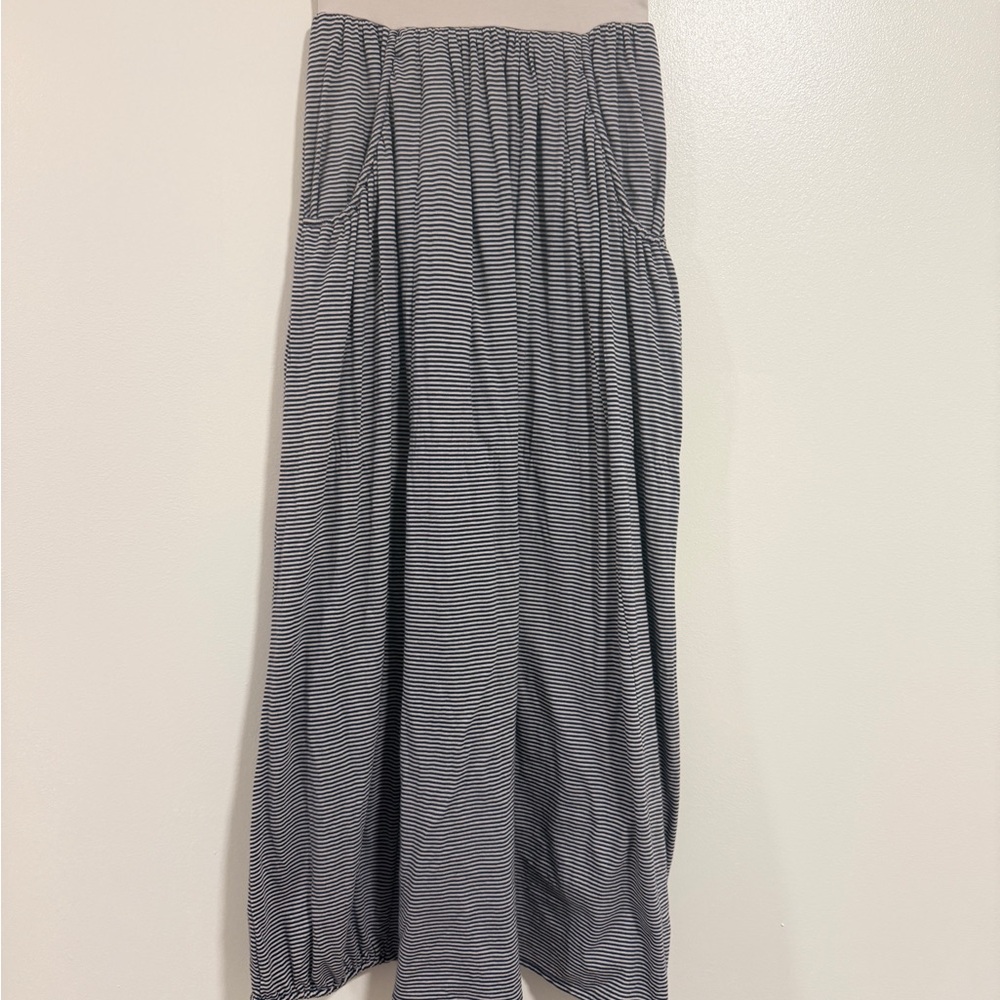 Garnet Hill Navy and White Striped Maxi Skirt